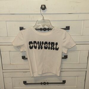 Graphic “cowgirl” crop top